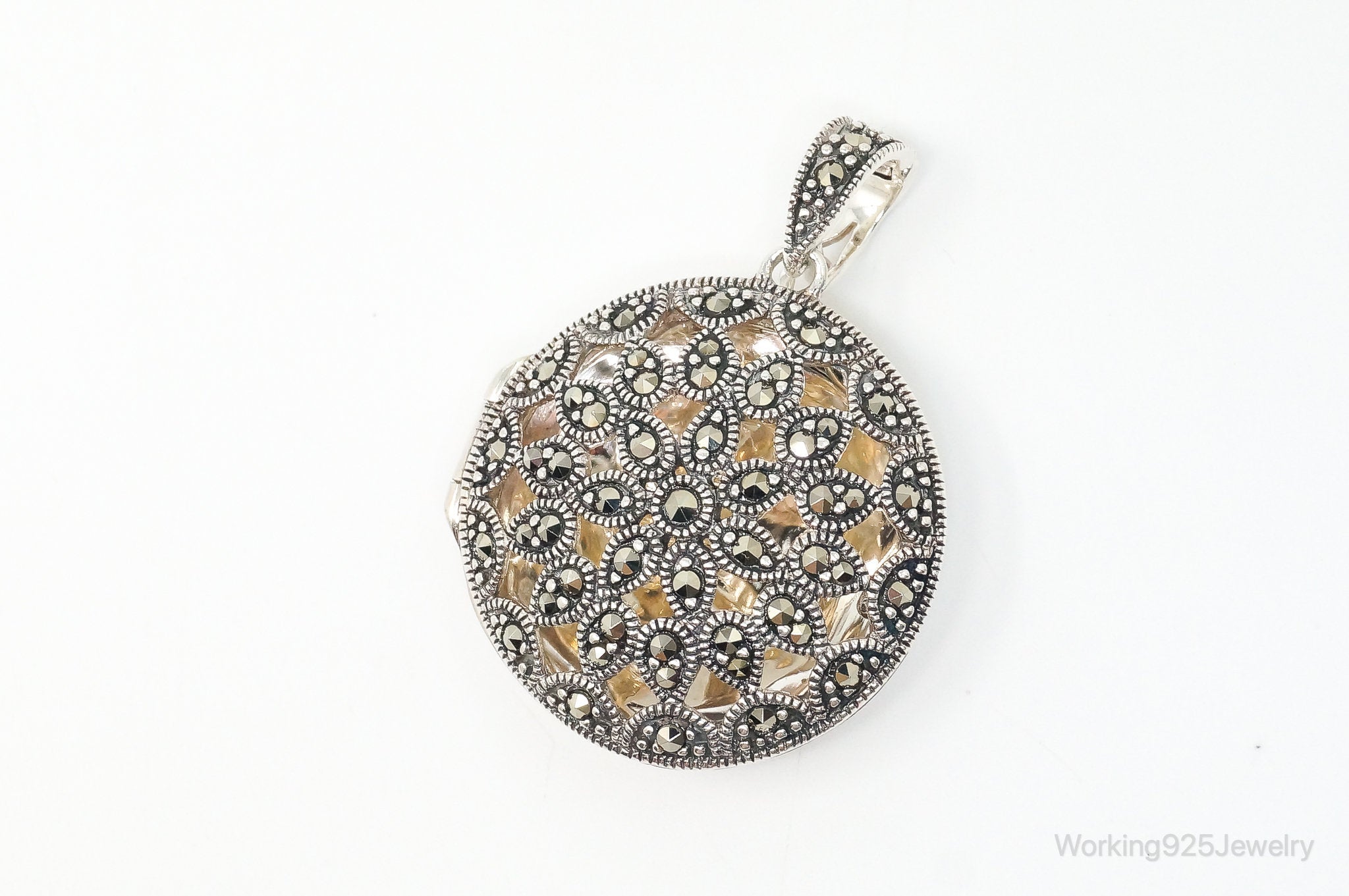 Vintage Marcasite Art Deco Cut Out Locket Sterling Silver Pendant | Jewelry > Necklaces > Pendants | Wiccan Center