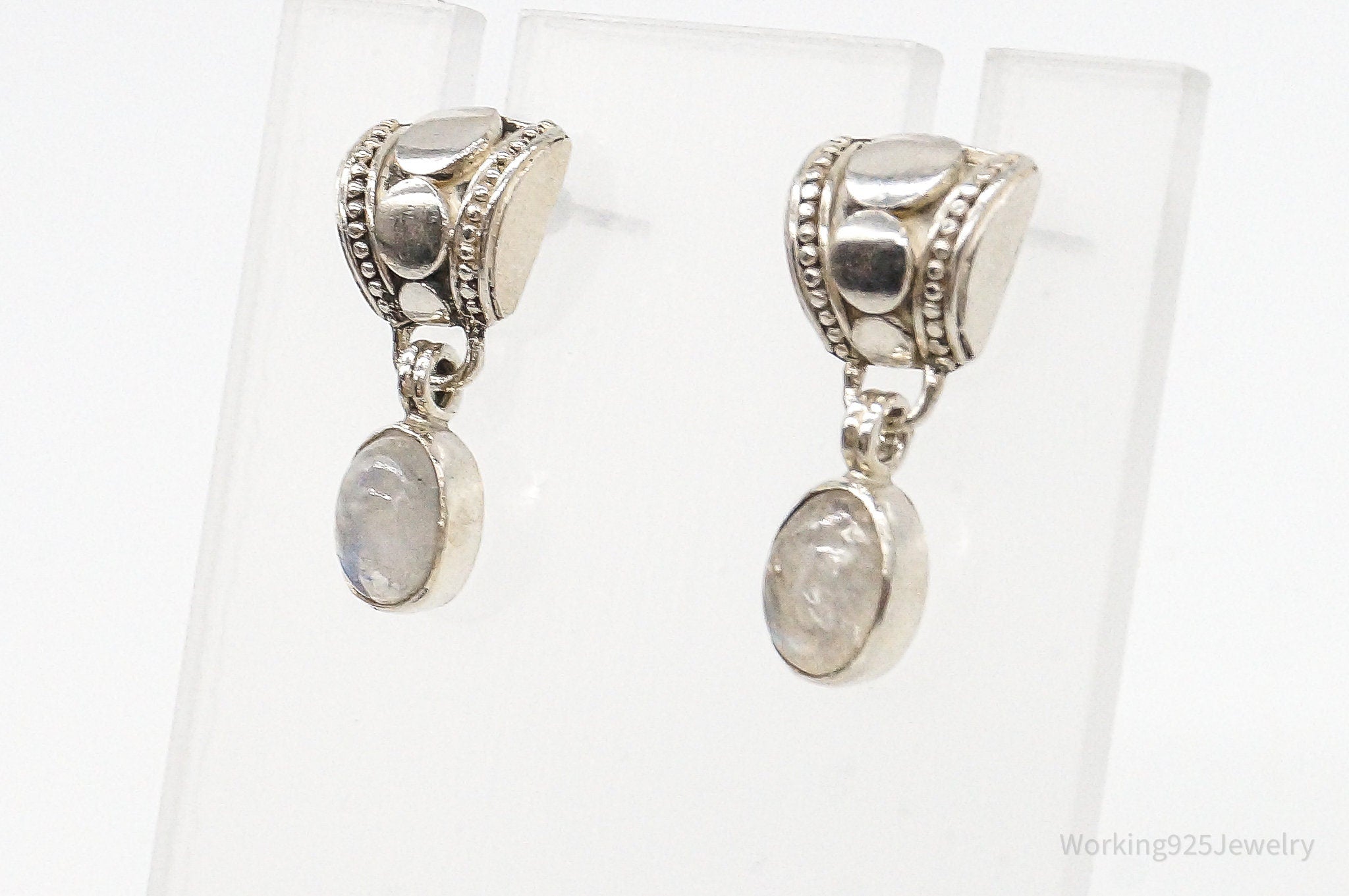 Vintage Moonstone Bali Style Sterling Silver Earrings | Jewelry > Earrings | Wiccan Center