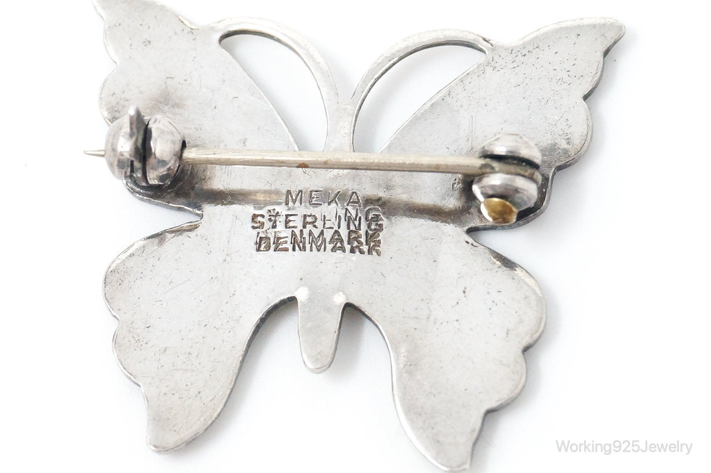 Vintage Danish Meka Butterfly Enamel Sterling Silver Pin Brooch | Jewelry > Brooches, Pins & Clips | Wiccan Center