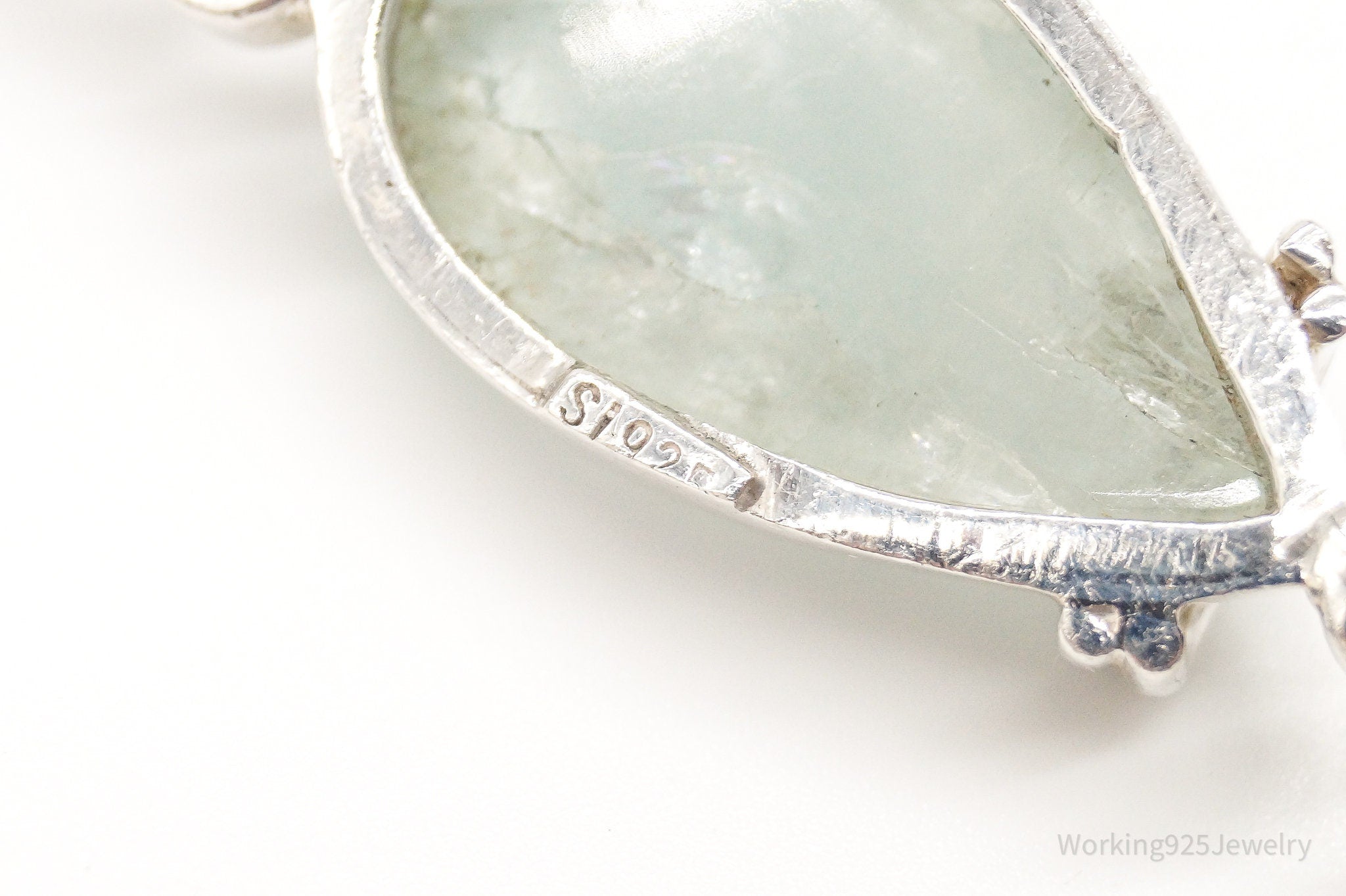 Vintage Designer SJ Large Green Calcite Sterling Silver Pendant | Jewelry > Necklaces > Pendants | Wiccan Center