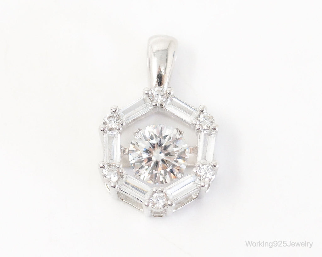 Vintage Art Deco Cubic Zirconia Sterling Silver Necklace Pendant | Jewelry > Necklaces > Pendants | Wiccan Center