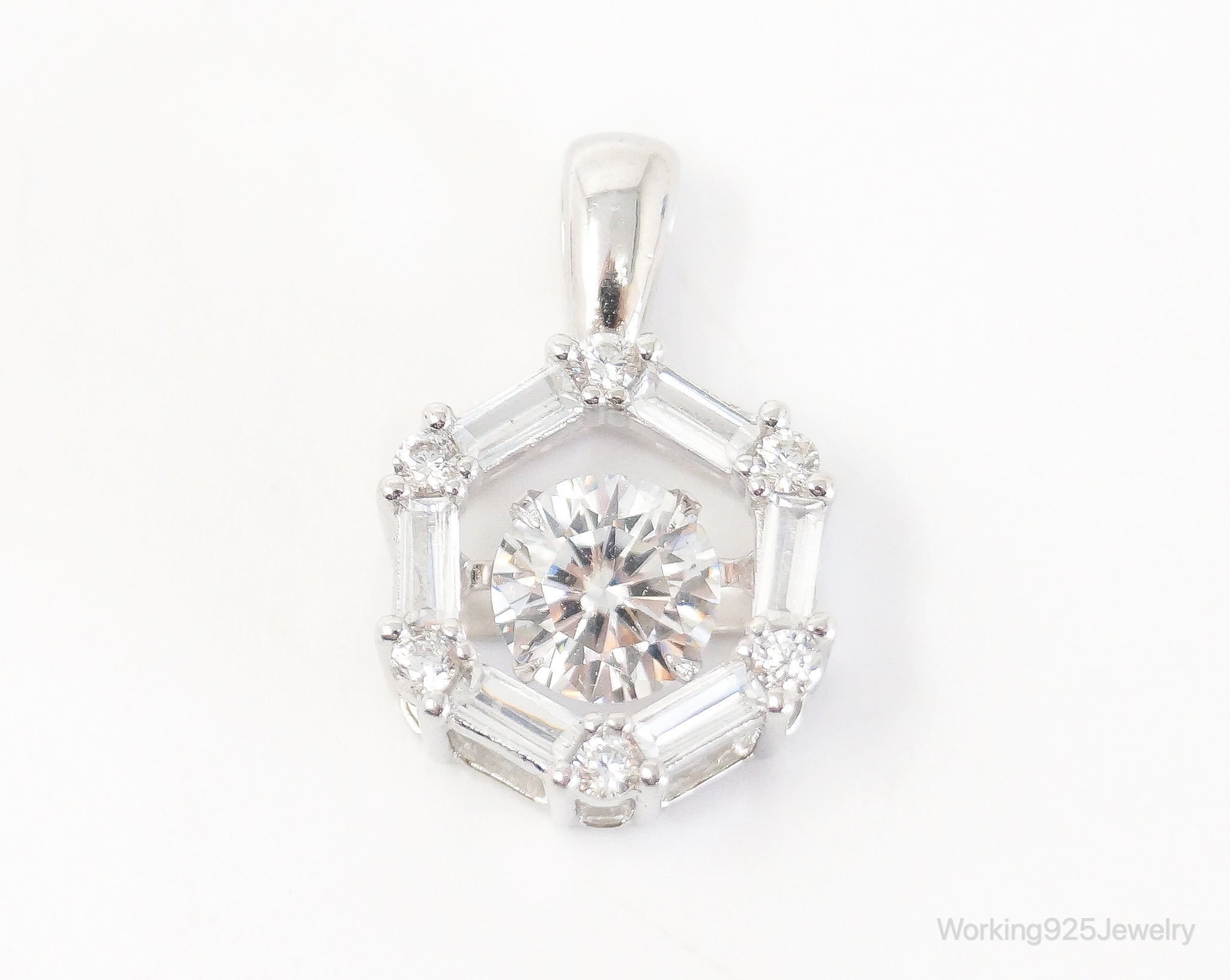 Vintage Art Deco Cubic Zirconia Sterling Silver Necklace Pendant | Jewelry > Necklaces > Pendants | Wiccan Center