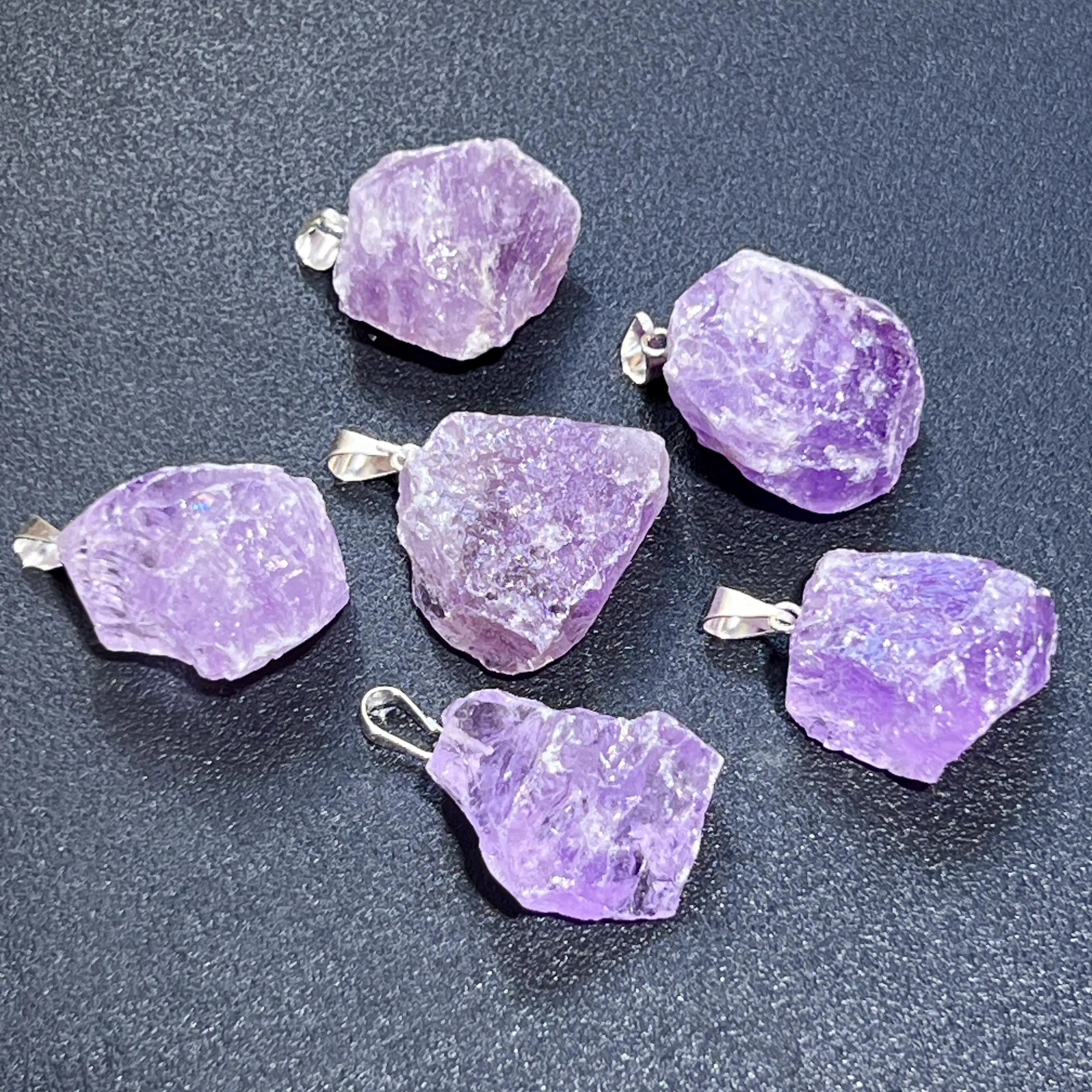 Amethyst Crystal Rough Raw Pendant (Silver Bail) Gemstone Jewelry Necklace Supply | Craft Supplies & Tools > Beads, Gems & Cabochons > Charms & Pendants > Charms | Wiccan Center