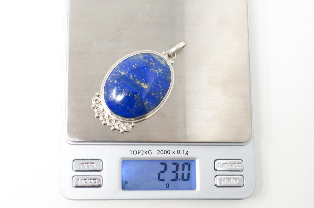 Vintage Large Handmade Lapis Lazuli Sterling Silver Necklace Pendant | Jewelry > Necklaces > Pendants | Wiccan Center