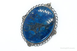 Large Antique Lapis Lazuli Marcasite Sterling Silver Pendant | Jewelry > Necklaces > Pendants | Wiccan Center