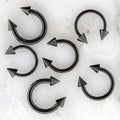 Spiked Black PVD Coated Steel Externally Threaded Horseshoes | Body Jewelry | Wiccan Center