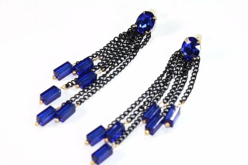 Black Chain Bead Dangle Earrings Long Tassel Drop Light | Earrings | Wiccan Center