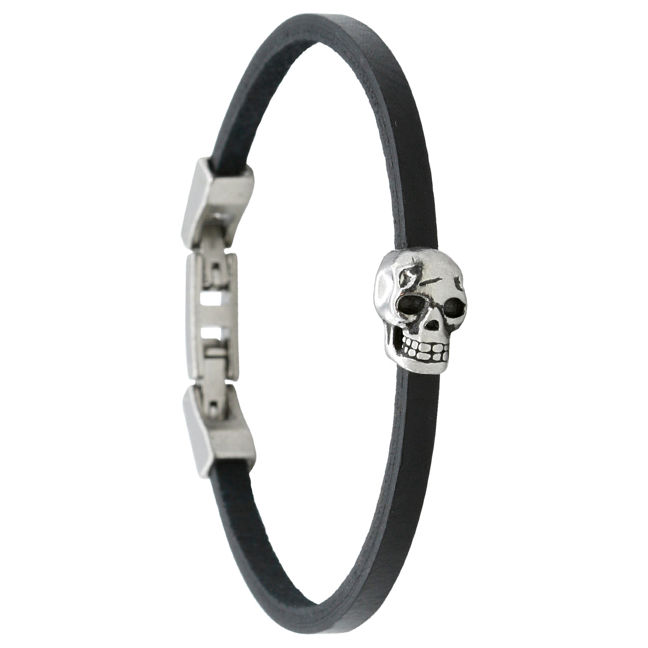 Black Leather Skull Bracelet Men Biker Gothic Cuff Style | Jewelry & Watches | Wiccan Center