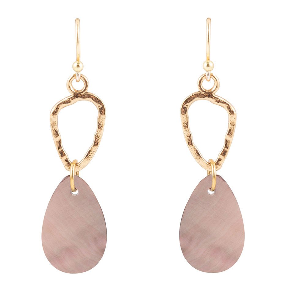 Black Mother of Pearl and Bronze Drop Earrings | Earrings | Wiccan Center