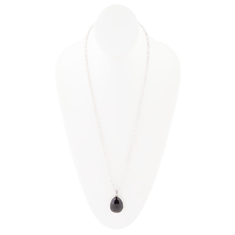 Black Onyx and Sterling Silver Teardrop Pendant Necklace | Necklaces | Wiccan Center
