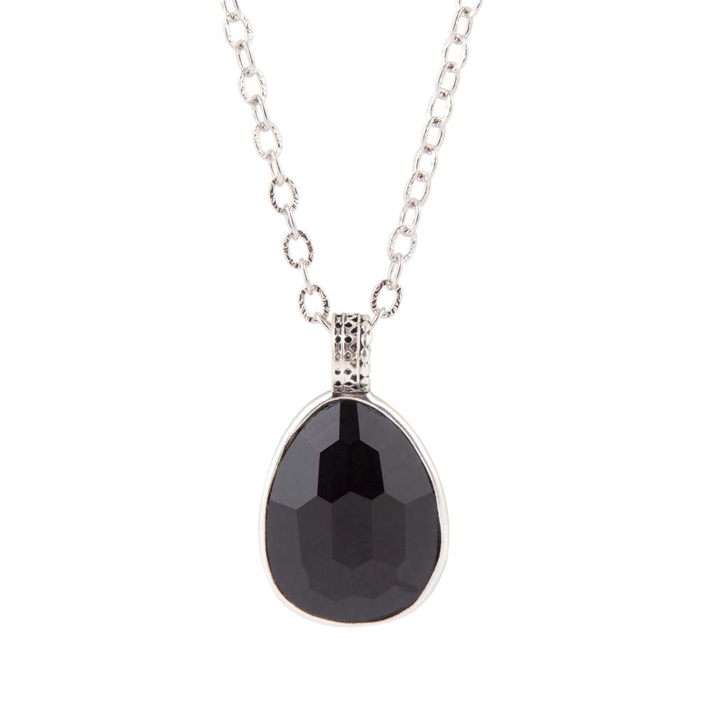 Black Onyx and Sterling Silver Teardrop Pendant Necklace | Necklaces | Wiccan Center