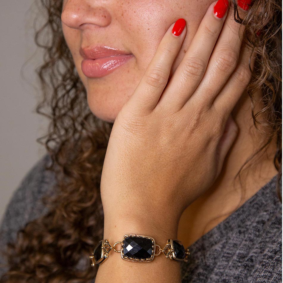 Black Onyx Golden Link Bracelet | Bracelets | Wiccan Center