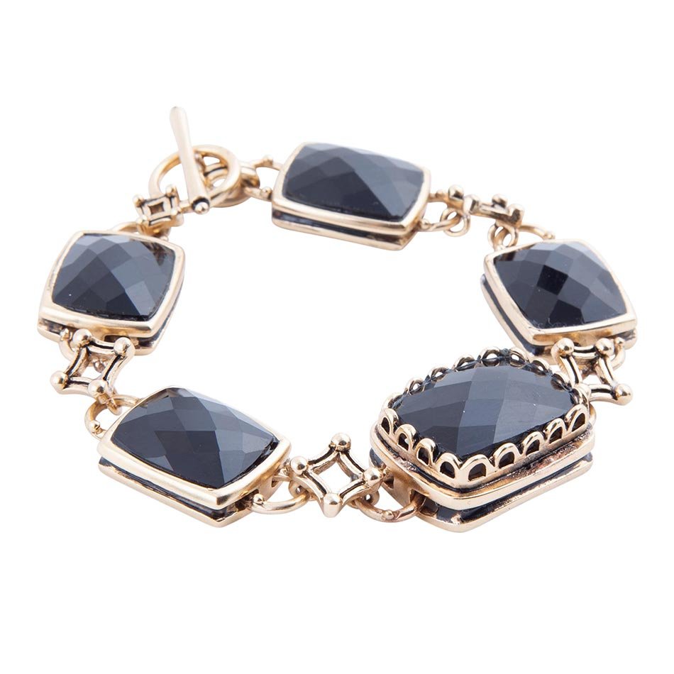 Black Onyx Golden Link Bracelet | Bracelets | Wiccan Center