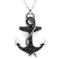 Black Stone Anchor Pendant Necklace With Rope Chain