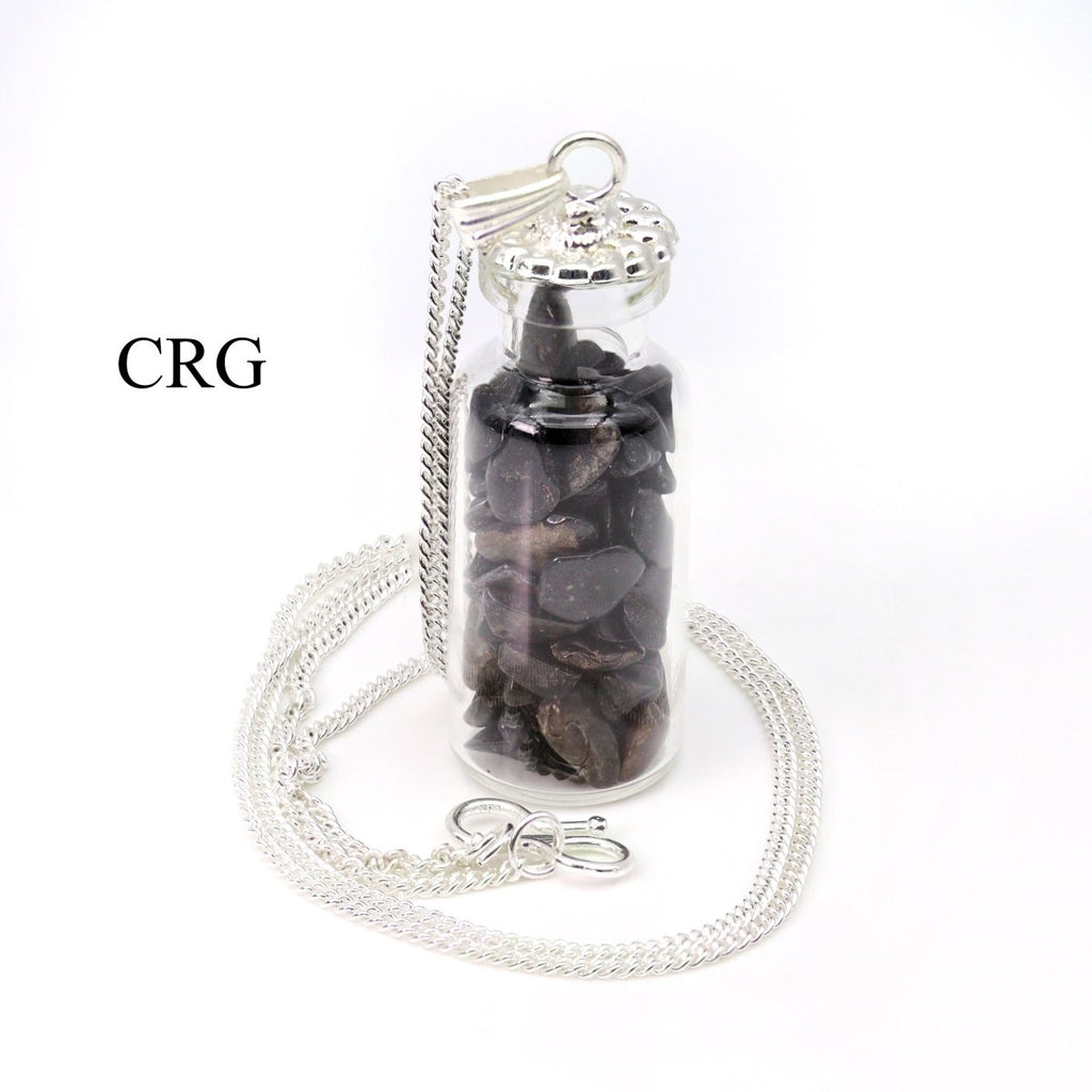 Black Tourmaline Pendant (2 Inches) (5 Pcs) Small Crystal Chip Bottle Charm