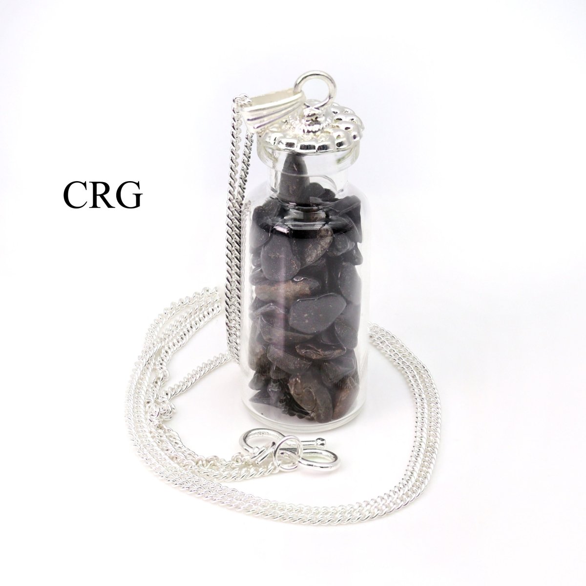 Black Tourmaline Pendant (2 Inches) (5 Pcs) Small Crystal Chip Bottle Charm