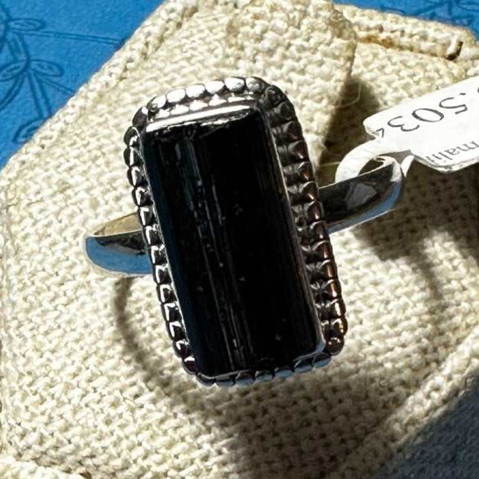 Black Tourmaline Ring Size 10 (05.5034) | Rings | Wiccan Center