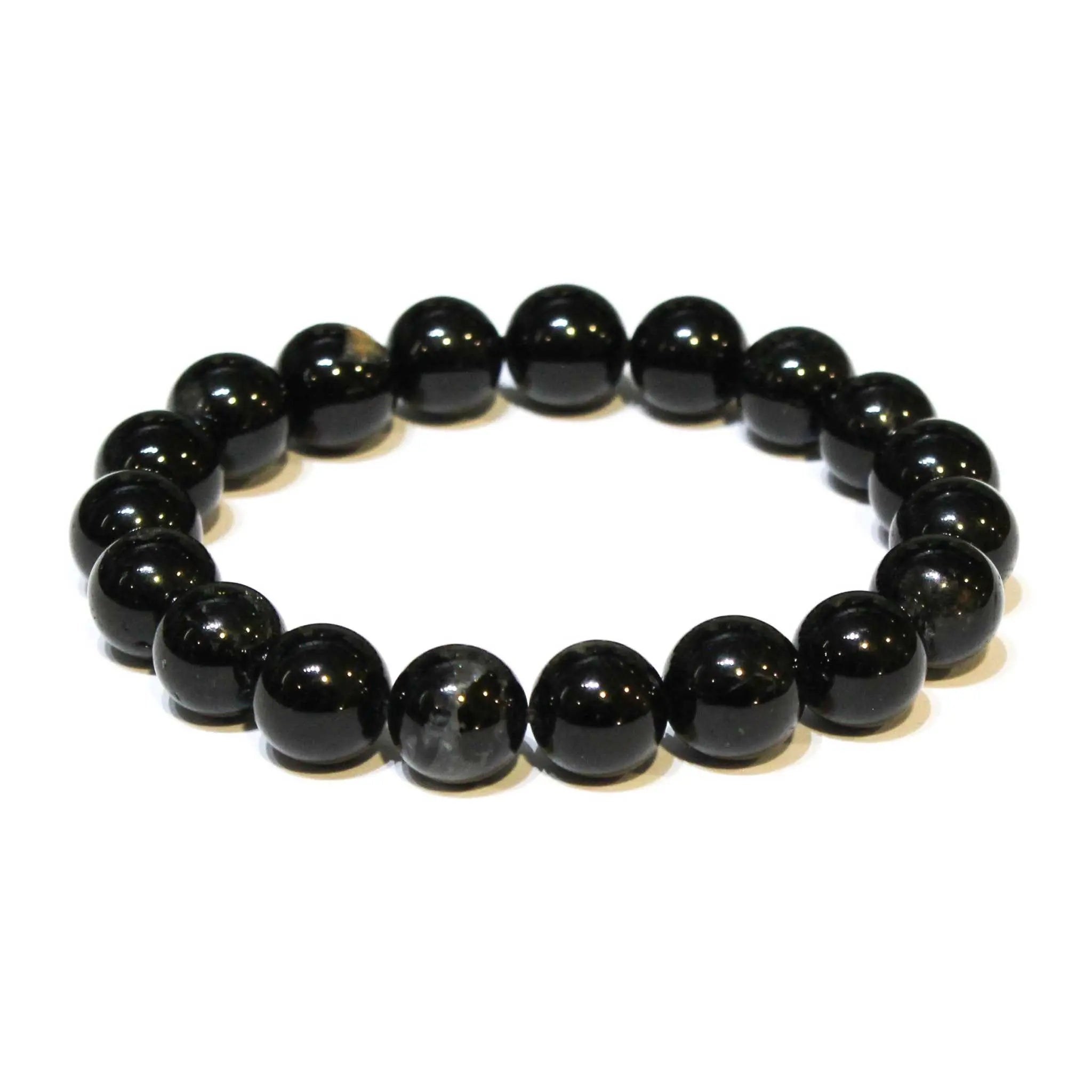 Black Tourmaline Round Bead Bracelet for Energy Filtering & Grounding | Bracelets | Wiccan Center