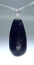 Black Tourmaline Teardrop Pendant with Silver Plated Bail (2 Inches) (4 Pieces)
