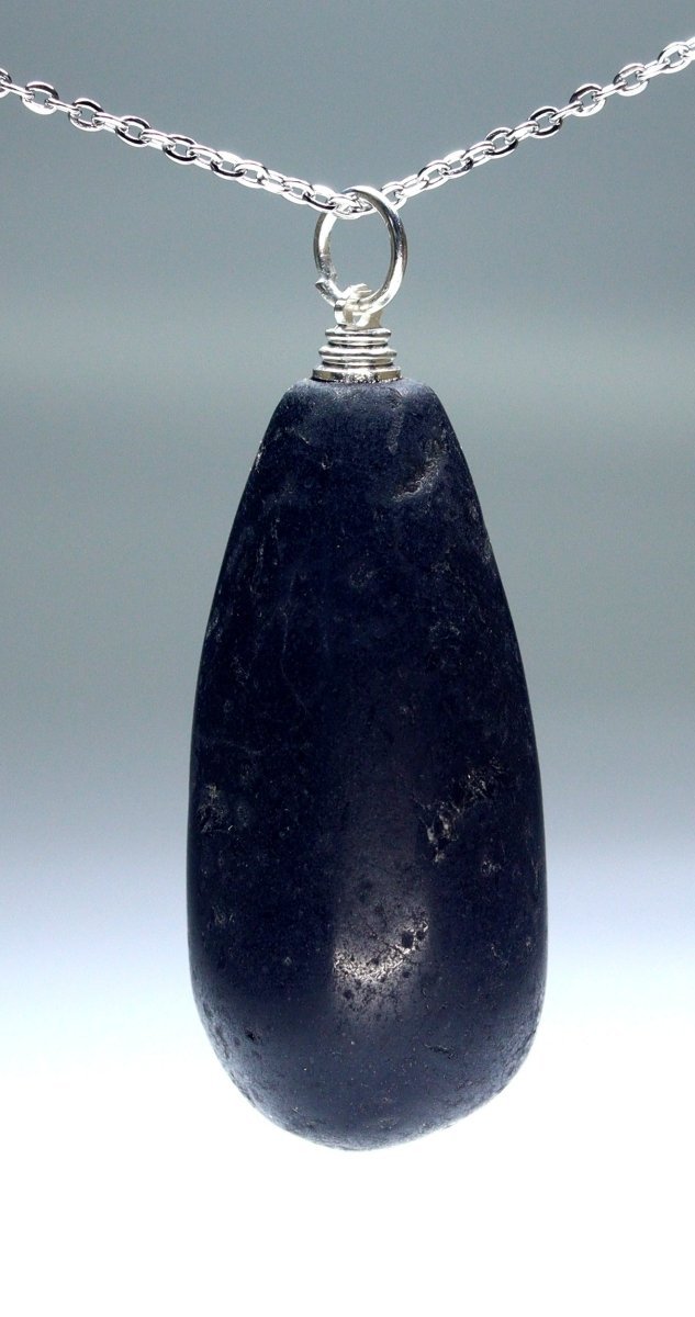 Black Tourmaline Teardrop Pendant with Silver Plated Bail (2 Inches) (4 Pieces)