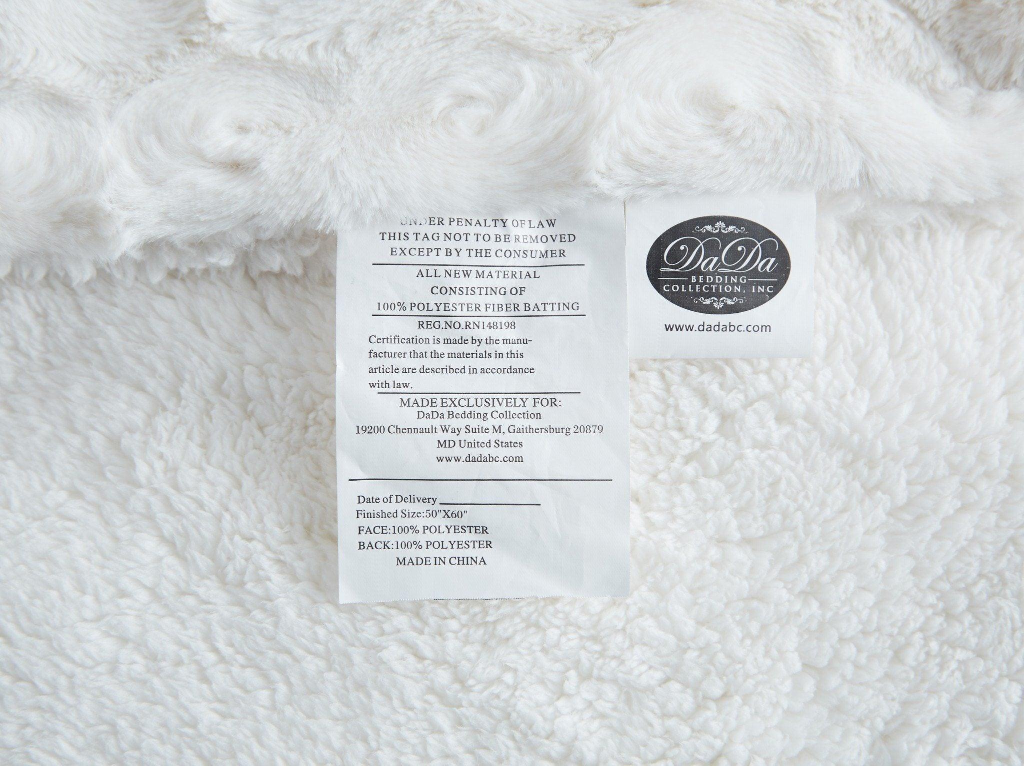 DaDa Bedding Luxury White Roses Fluffy Soft Sherpa Backside Faux Fur Throw Blanket (K11) | Throw Blankets | Wiccan Center