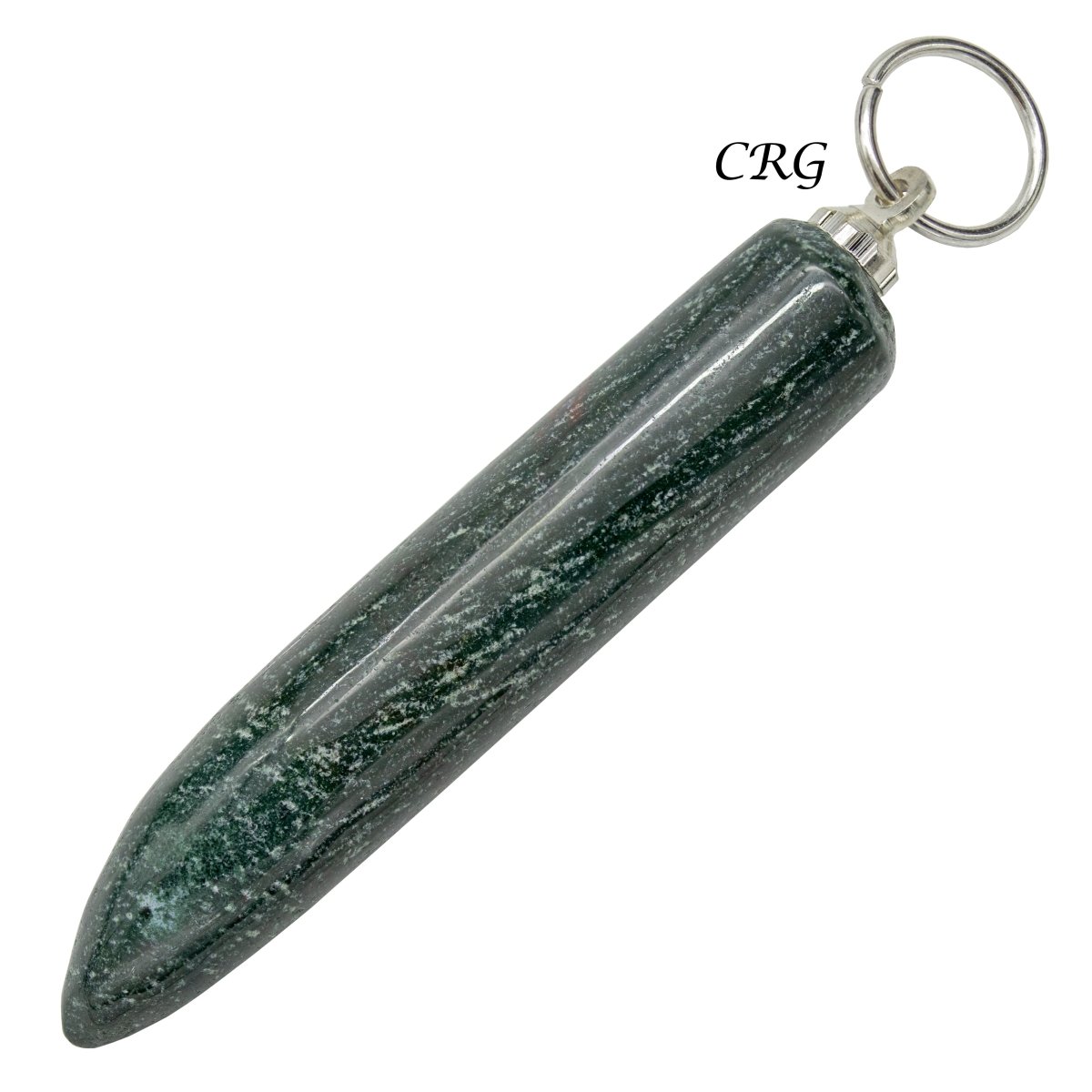 Bloodstone Horn Pendant with Silver Bail  (2in) (4Pcs)