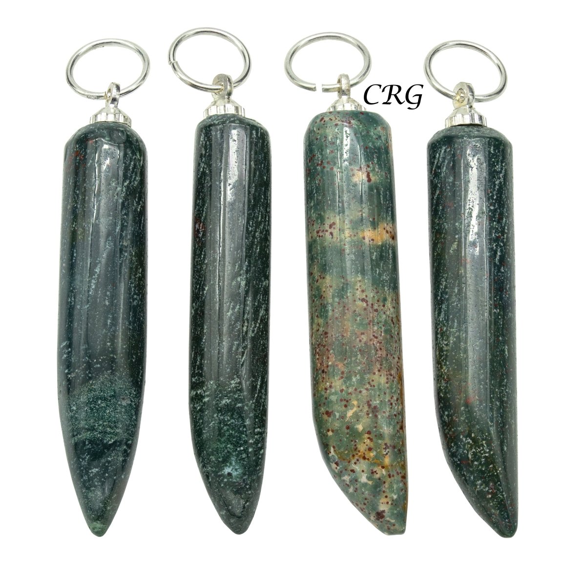 Bloodstone Horn Pendant with Silver Bail  (2in) (4Pcs)