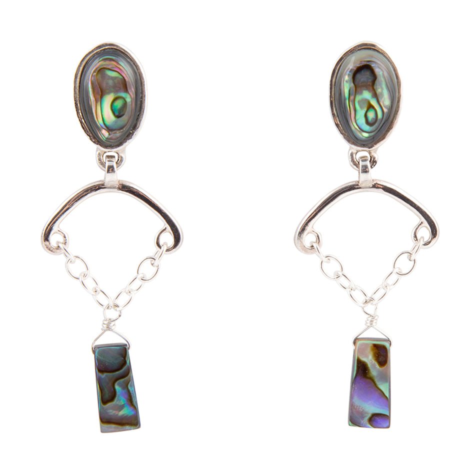 Blue Abalone Drop Chain Sterling Silver Earrings | Earrings | Wiccan Center