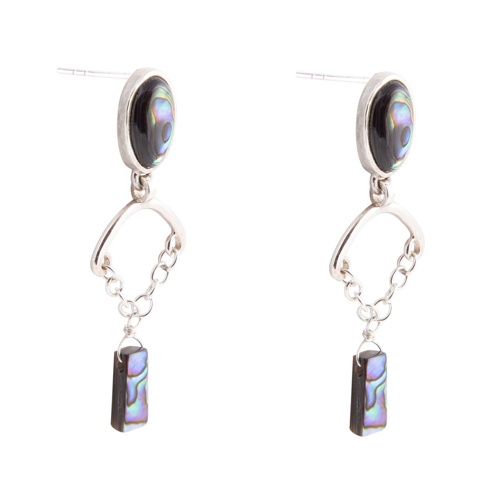 Blue Abalone Drop Chain Sterling Silver Earrings | Earrings | Wiccan Center