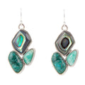 Blue Abalone Fire Sterling Silver Cluster Earrings | Earrings | Wiccan Center