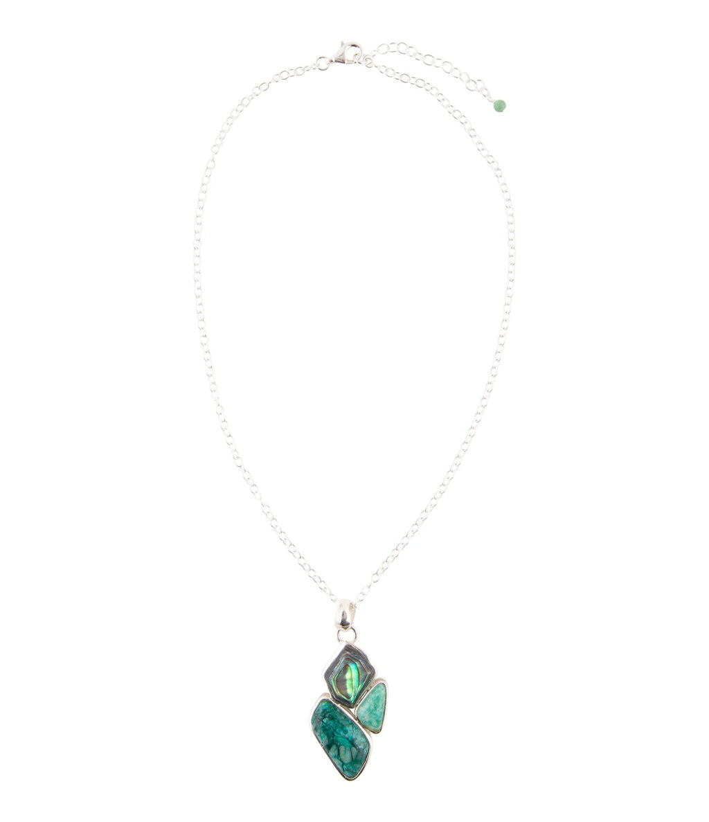 Blue Abalone Fire Sterling Silver Cluster Pendant Necklace | Necklaces | Wiccan Center