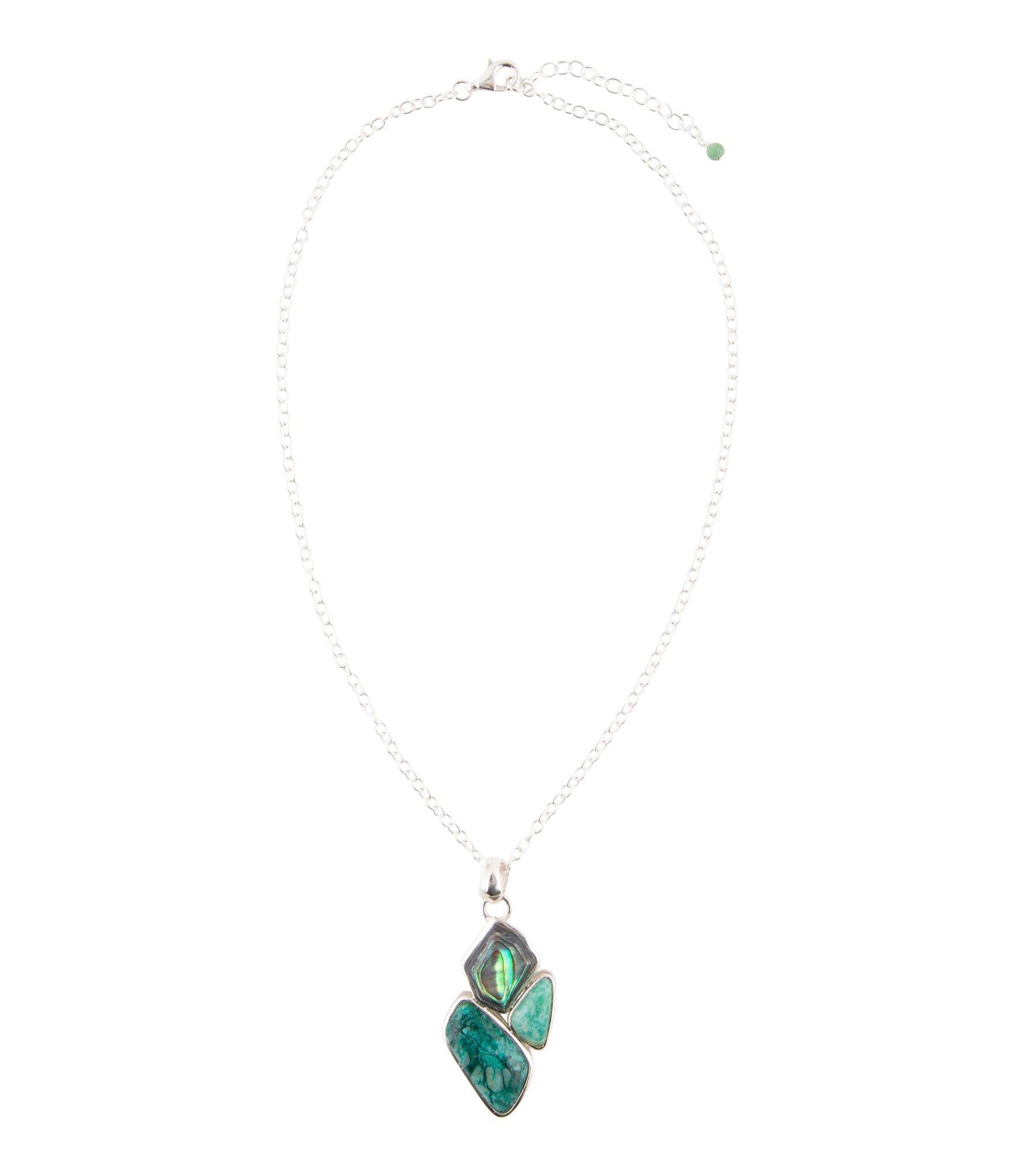 Blue Abalone Fire Sterling Silver Cluster Pendant Necklace | Necklaces | Wiccan Center
