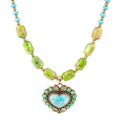 Legacy Heart Lime Green and Blue Turquoise Golden Pendant Necklace | Necklace | Wiccan Center