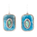 Blue Apatite and Abalone Stacked Sterling Silver Earrings | Earrings | Wiccan Center