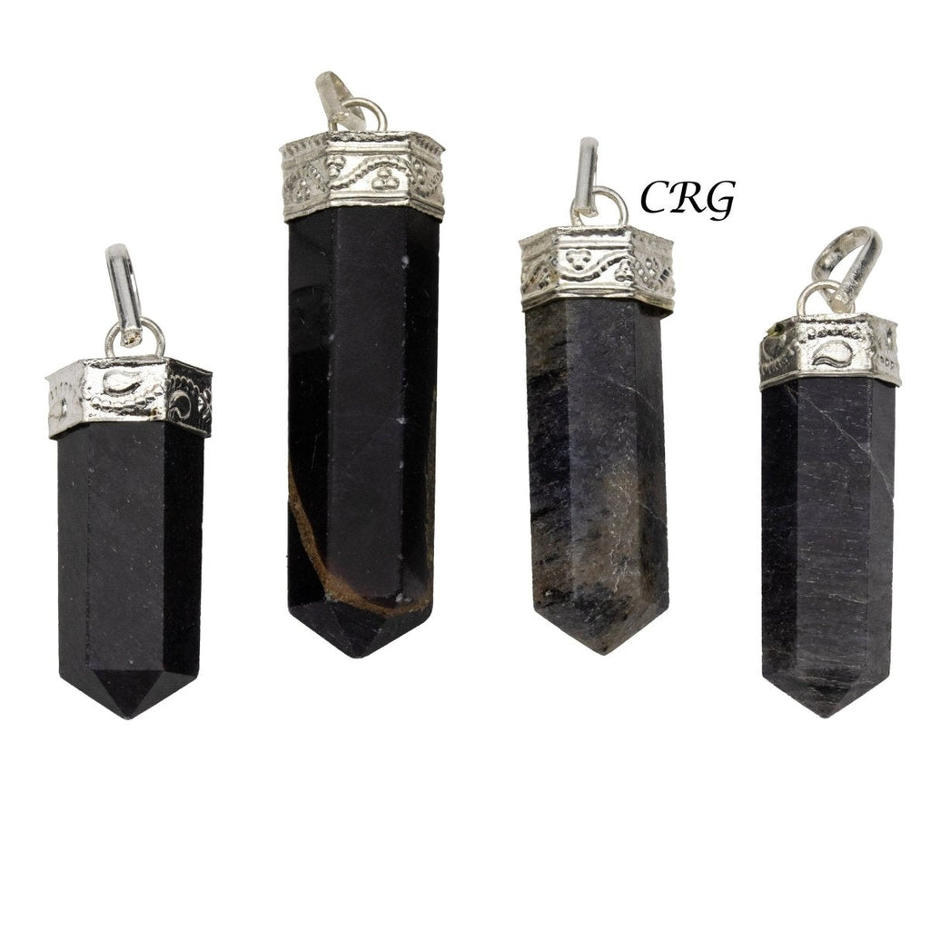 Blue Aventurine Pencil Point Pendant with Silver Plating (1 Inch) (4 Pieces)