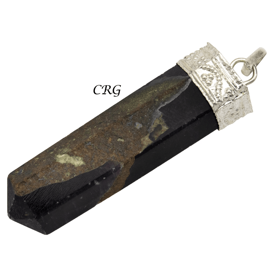 Blue Aventurine Pencil Point Pendant with Silver Plating (1 Inch) (4 Pieces)