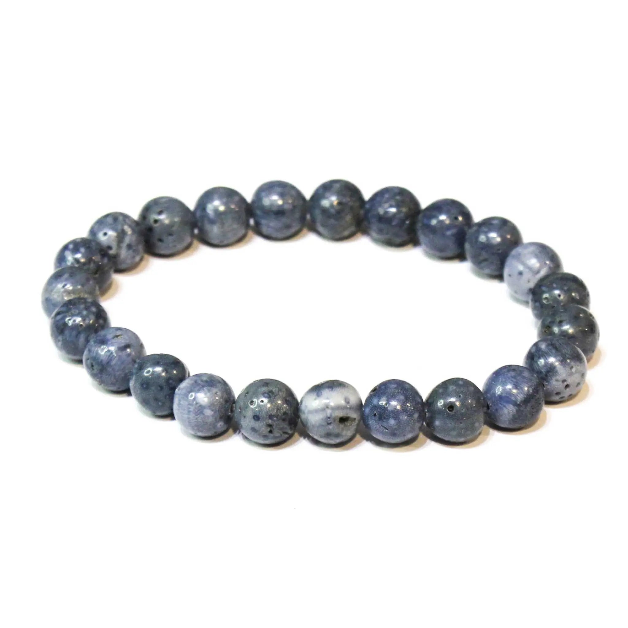 Blue Coral Round Bead Bracelet - Diplomatic Calm | Bracelets | Wiccan Center