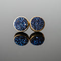 Blue Druzy 10mm Round Stud Earrings Gold Plated Minimalist | Jewelry & Watches | Wiccan Center