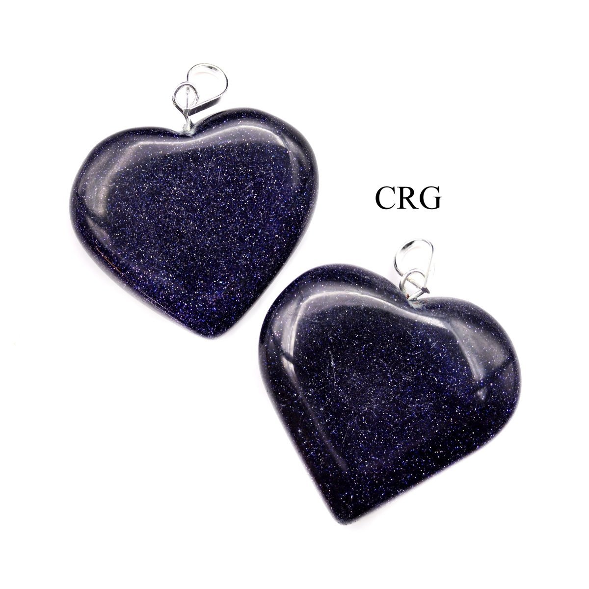Blue Goldstone Heart Pendant with Silver Plated Bail (1 Inch) (1 Piece)