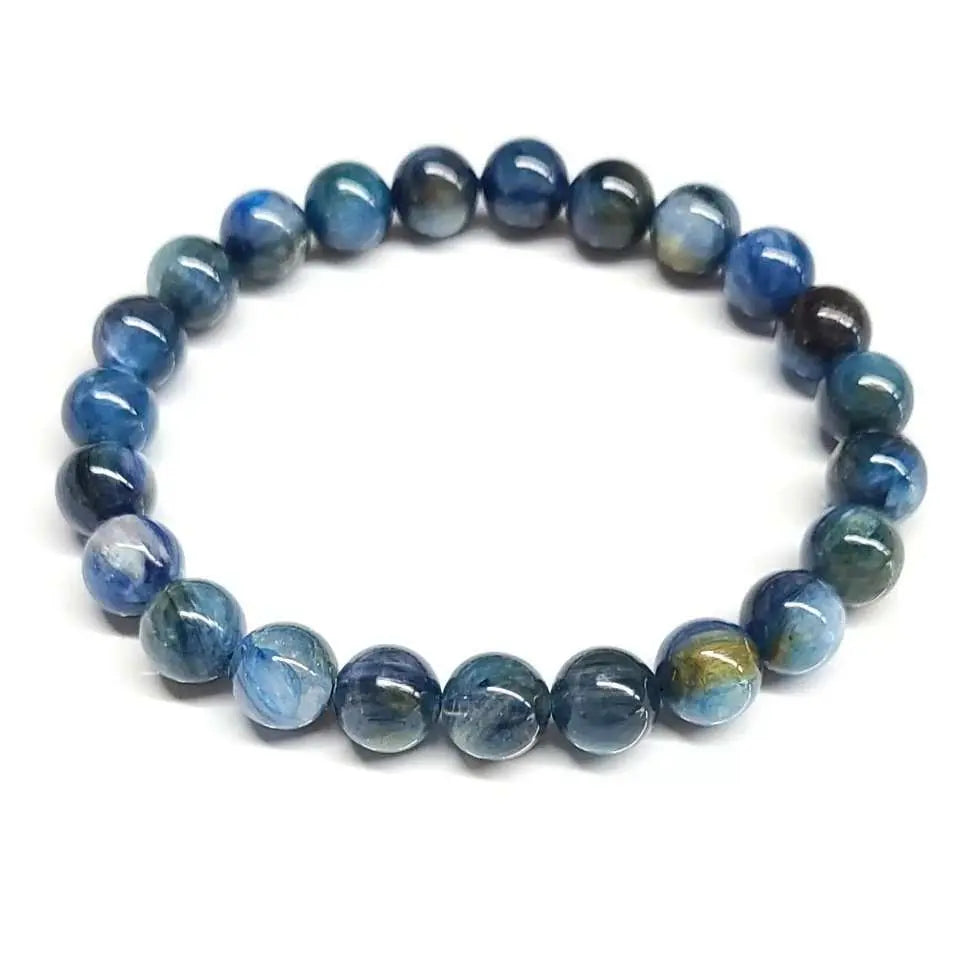 Blue Kyanite Round Bead Bracelet - Aligned Communication | Bracelets | Wiccan Center