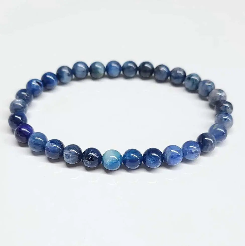 Blue Kyanite Round Bead Bracelet - Aligned Communication | Bracelets | Wiccan Center