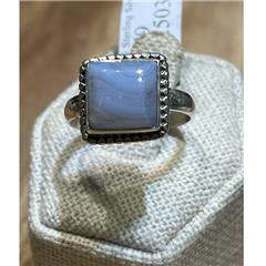 Blue Lace Agate Ring Size 9 "Square Fringe" | Rings | Wiccan Center