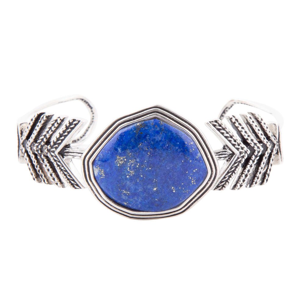 Blue Lapis and Sterling Silver Statement Cuff | Bracelets | Wiccan Center