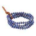 Blue Lapis Triple Strand Golden Bracelet Set | Bracelets | Wiccan Center