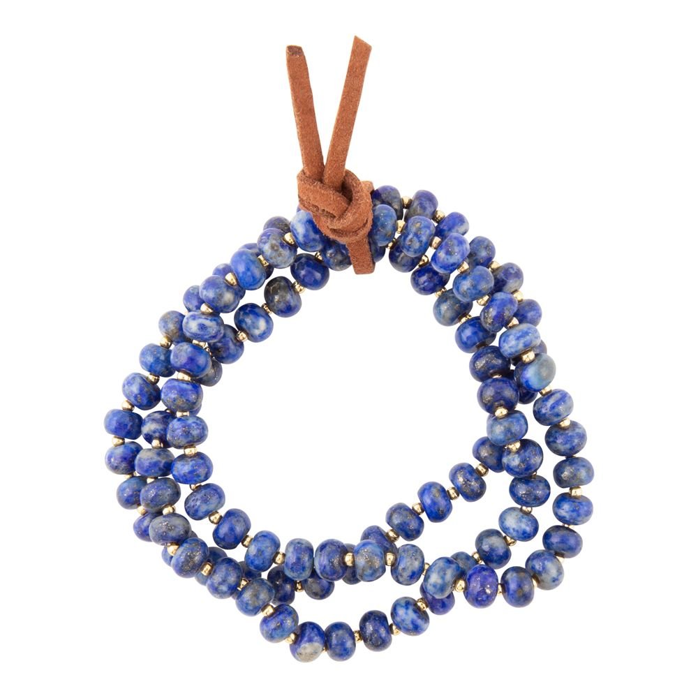 Blue Lapis Triple Strand Golden Bracelet Set | Bracelets | Wiccan Center