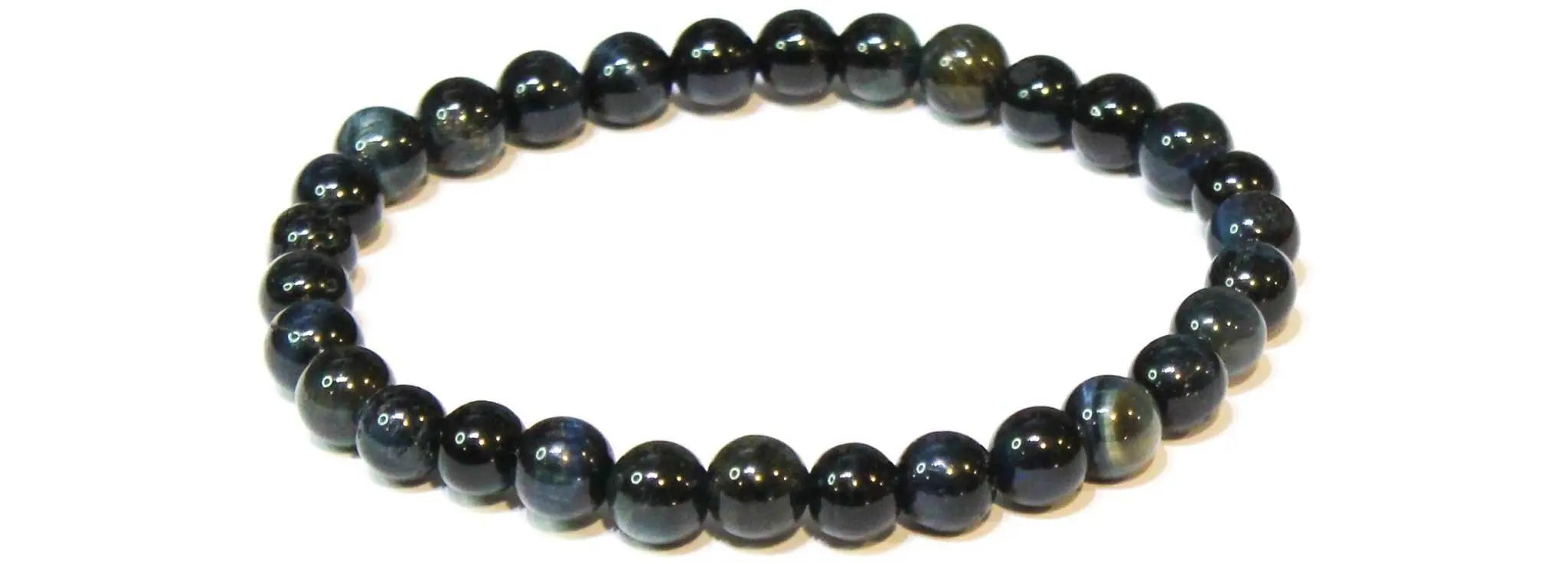 Blue Tiger (Hawk's Eye) Round Bead Bracelet - Mental Stability | Bracelets | Wiccan Center