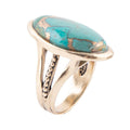 Blue Turquoise and Bronze Matrix Golden Oval Ring | Rings | Wiccan Center