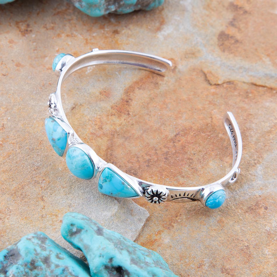 Blue Turquoise and Sterling Silver Cuff Bracelet | Bracelets | Wiccan Center