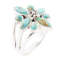 Floral Blue Turquoise and Sterling Silver Statement Ring | Rings | Wiccan Center