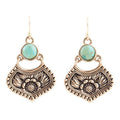 Blue Turquoise Flourish Golden Drop Earrings | Earrings | Wiccan Center